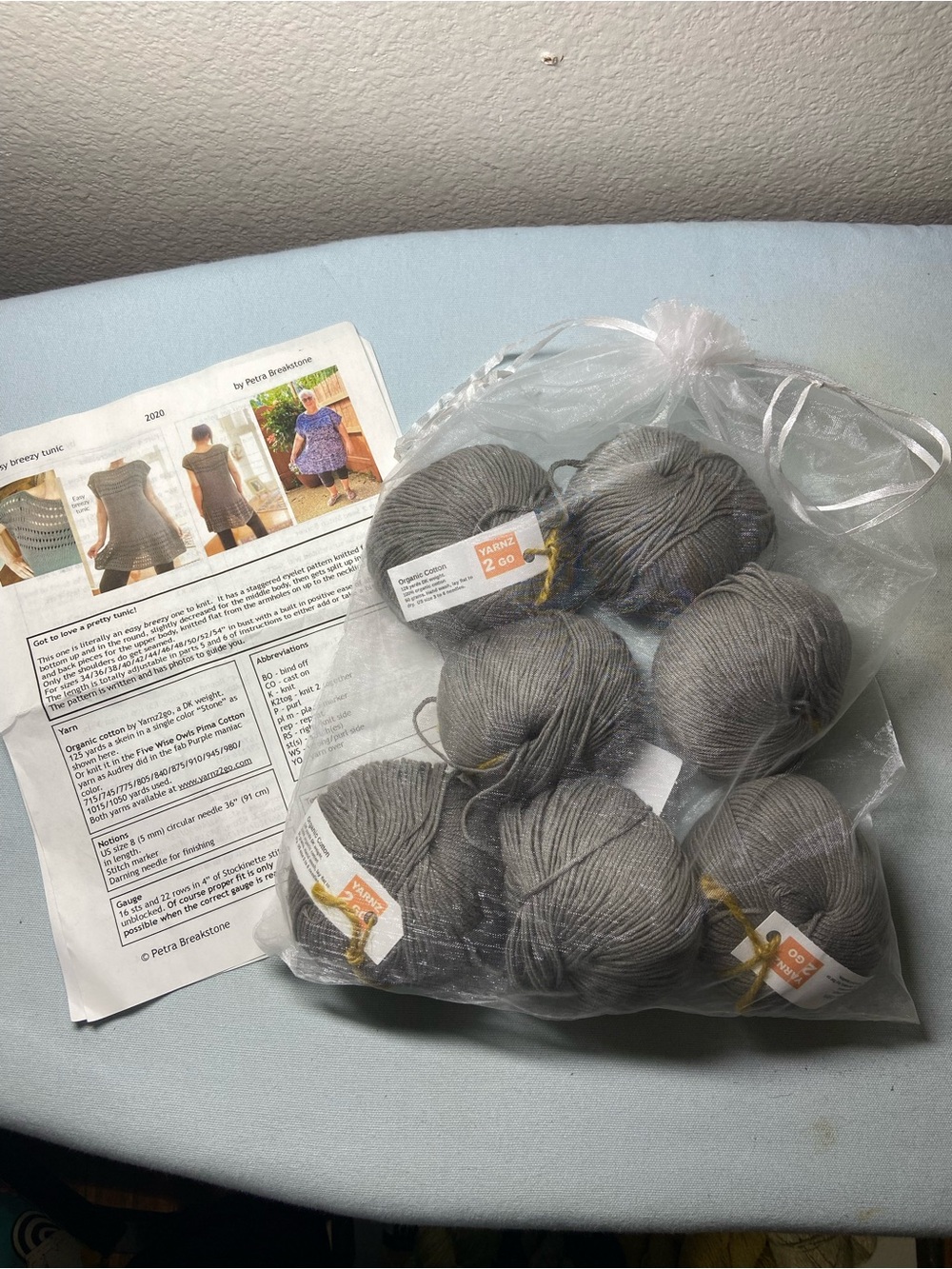 7-Skeins Organic Cotton Yarn Bundle with Knit Tunic Pattern